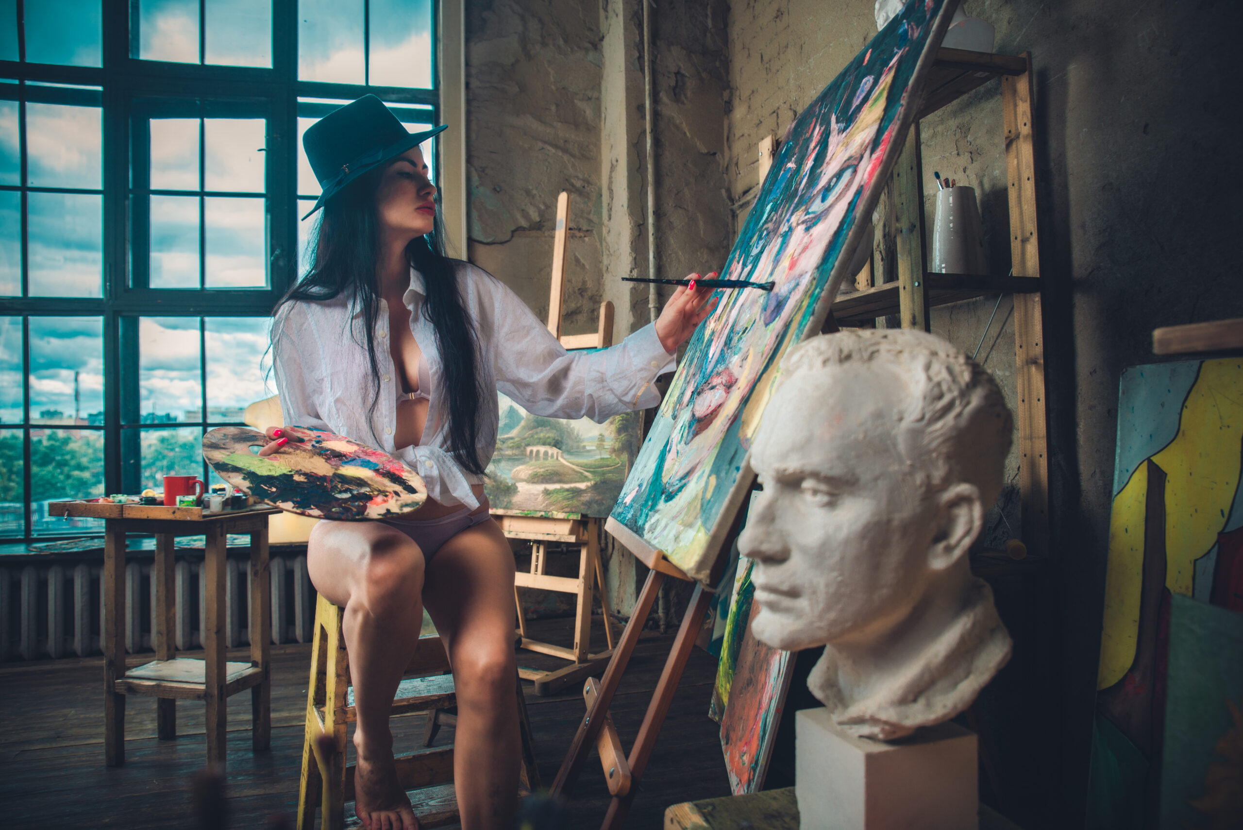 Woman painting