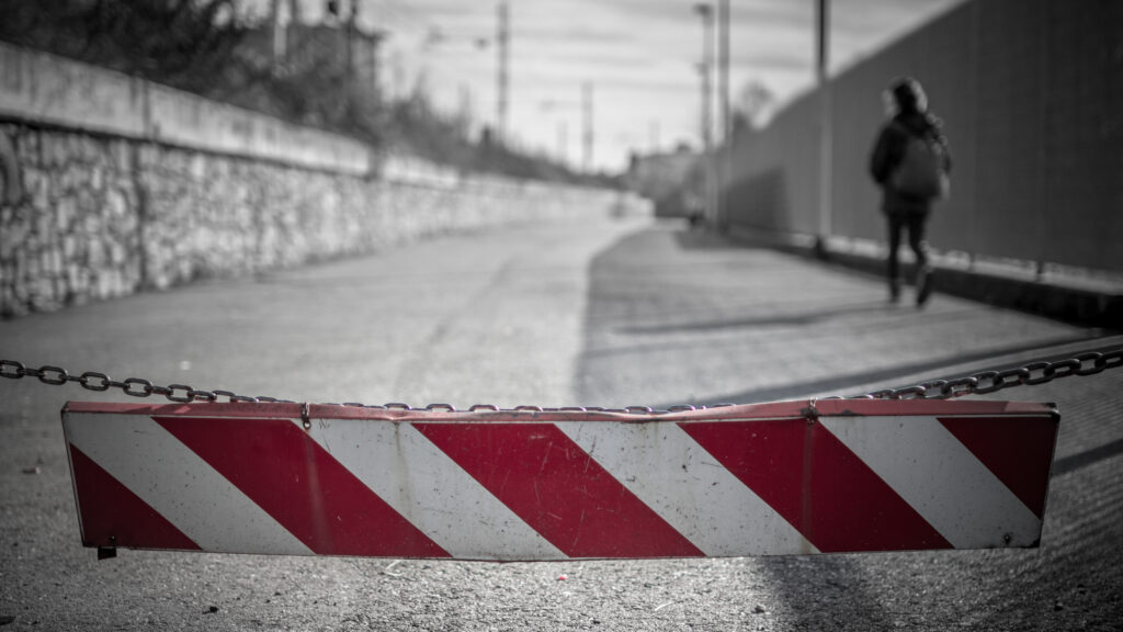 barrier walking away