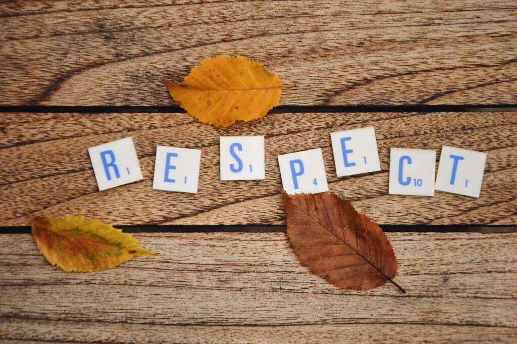 respect with wood and leaves