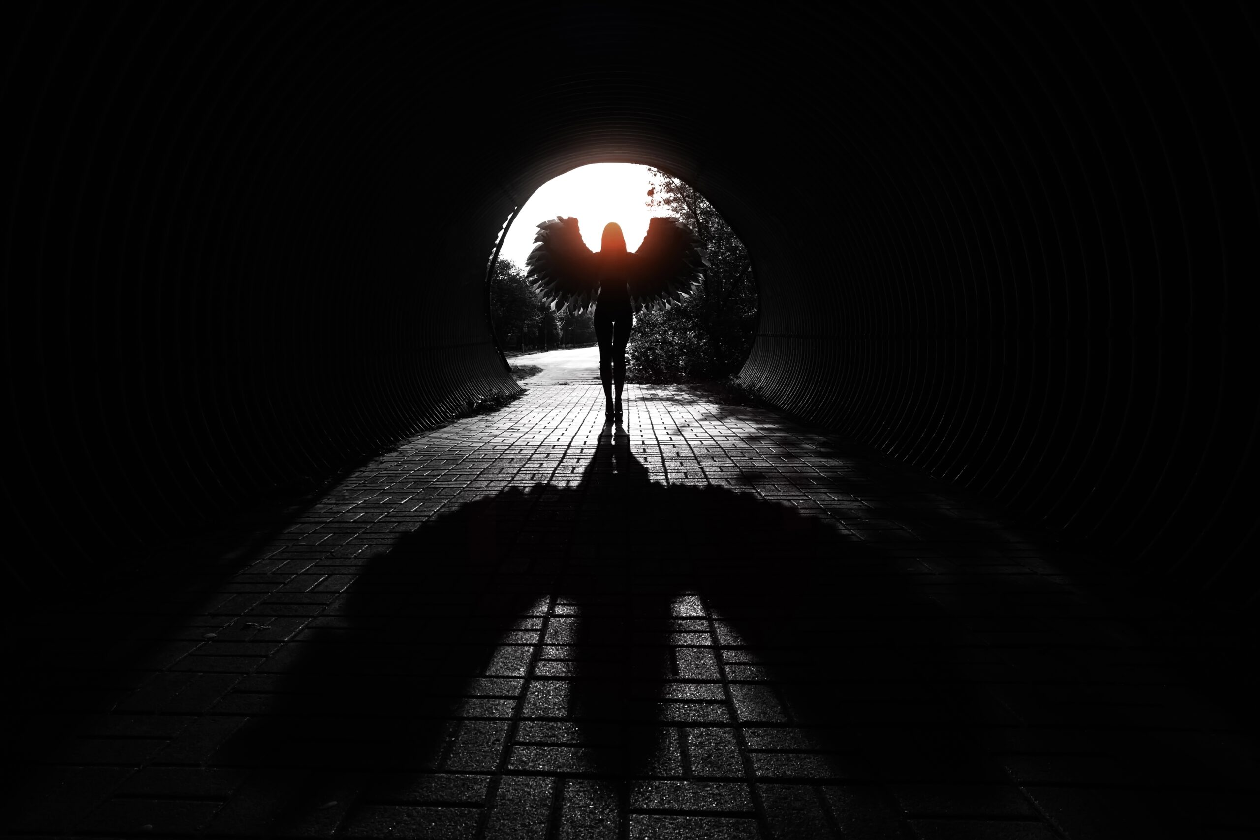 Angel silhouette in the shadow